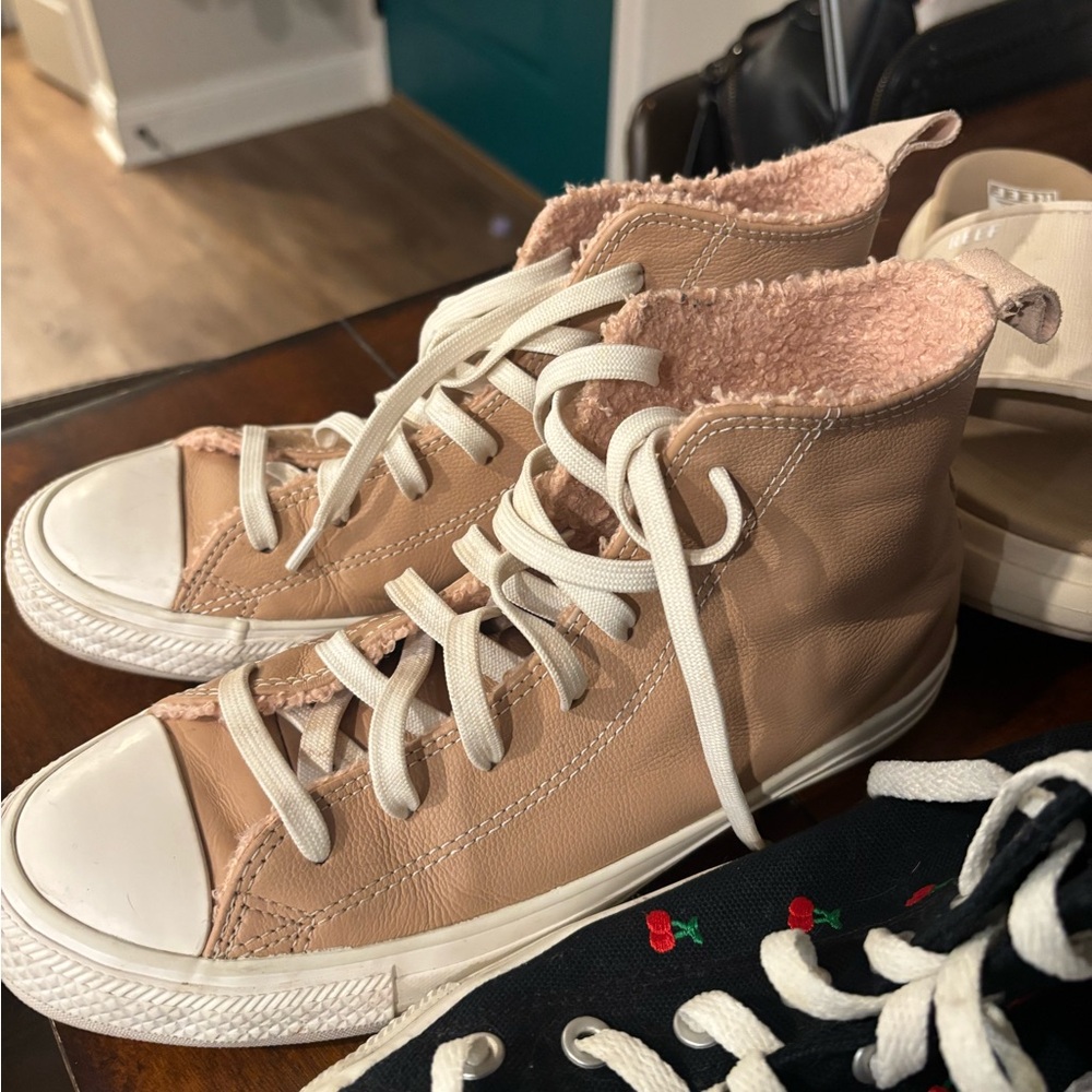 Women's Tan High-Top Sneakers